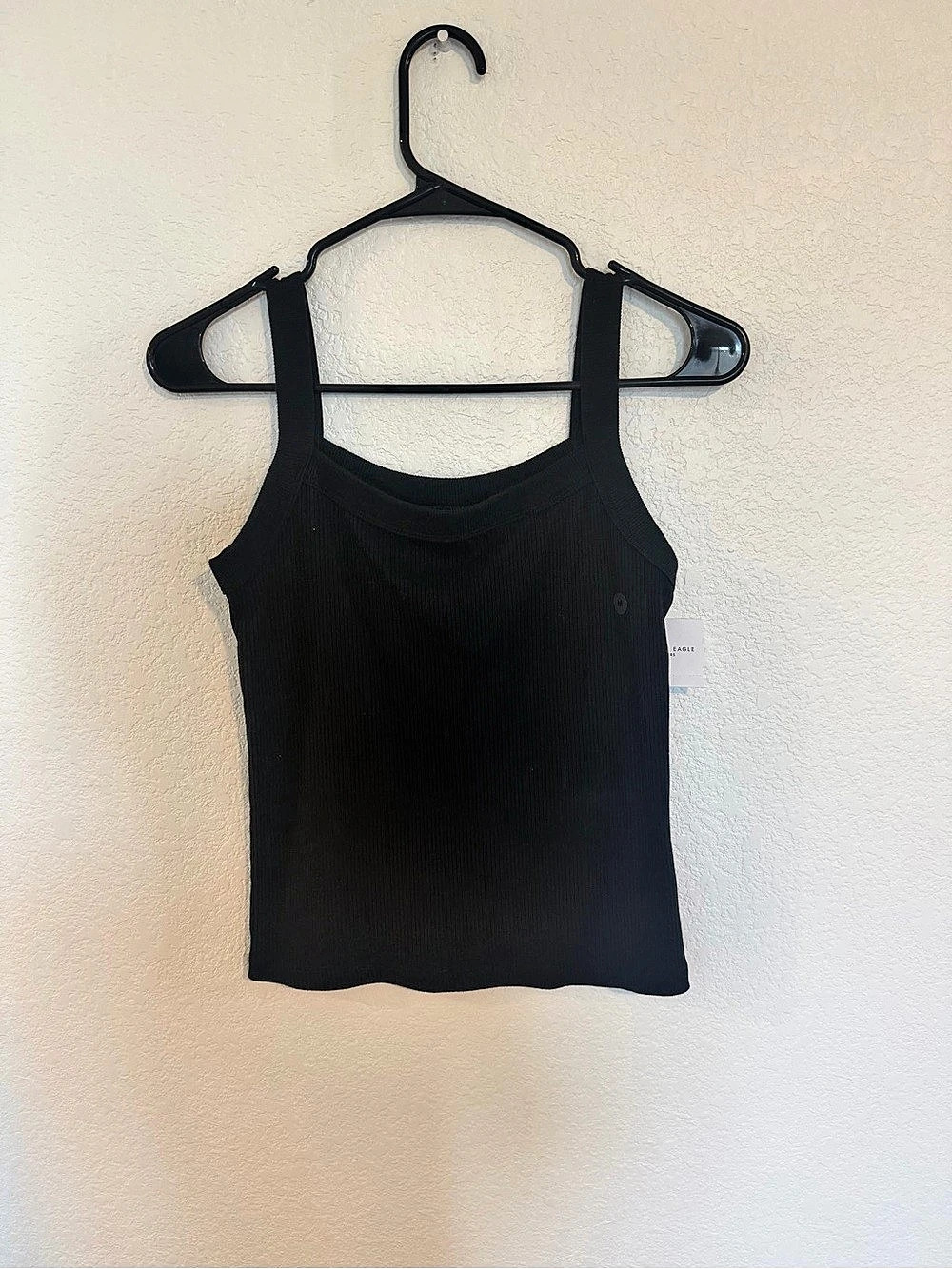 American Eagle Outfitters AE Square Neck Ribbed Tank Top Black Medium